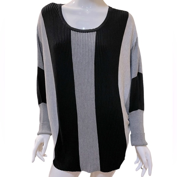 Siena Striped Black Gray White Sweater 3X - Picture 6 of 7
